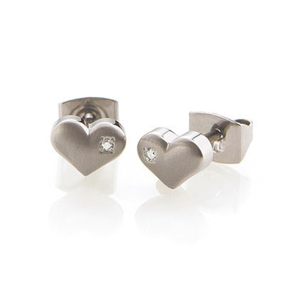 Boucles d'oreilles coeur en titane Boccia avec diamant 0569-02 