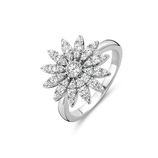 Naiomy Silver zilveren ring met Bloempatroon N0F51