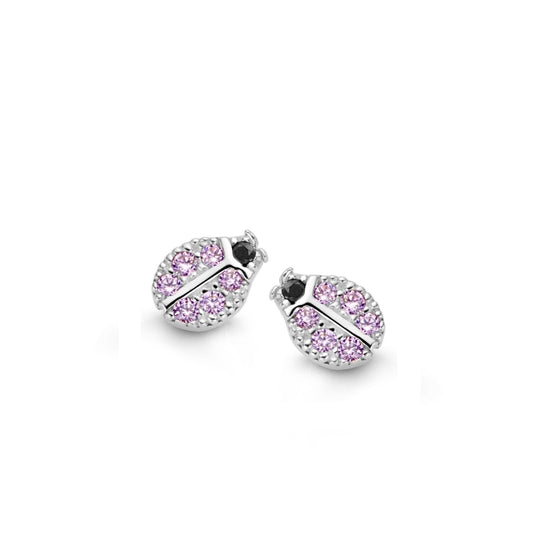 Naiomy Princess Roze Lieveheersbeestjes Oorbellen zilver PA040