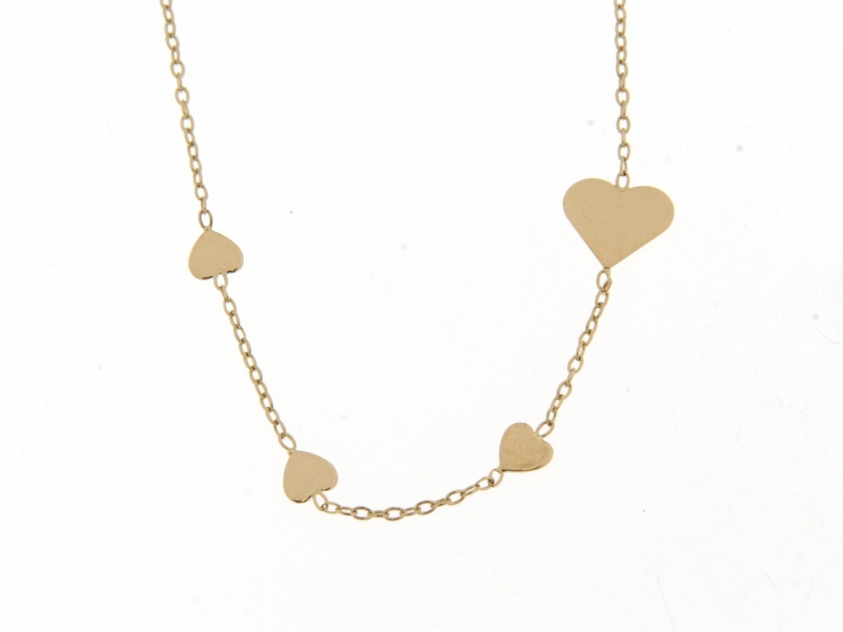 Ketting geel goud 18kt met hartjes  065162/42