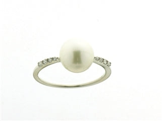 Wit gouden ring met briljant en parel 052529PA