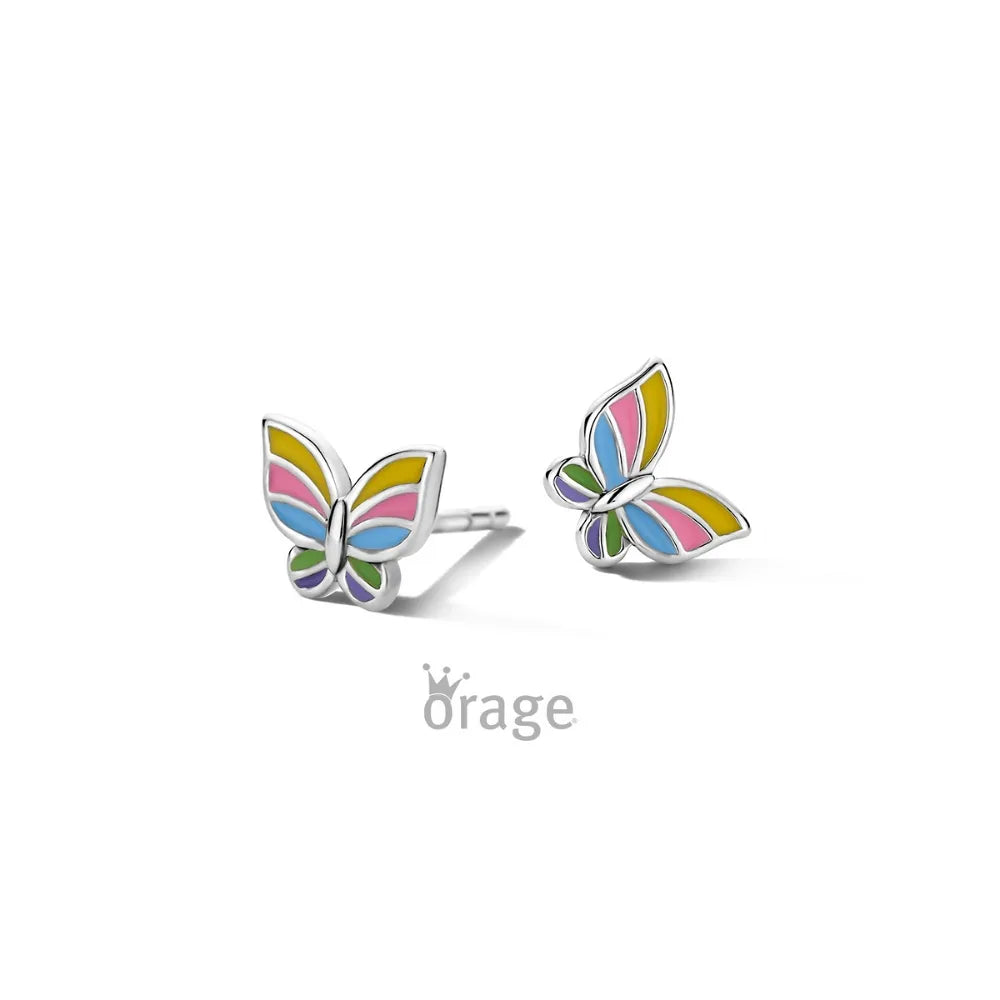 Orage kids oorbellen kleurrijke vlinder O/2977/A