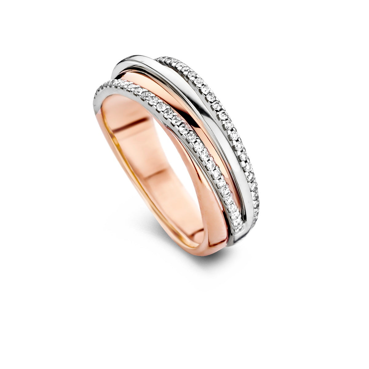 Rosé gouden ring met briljant 053069A