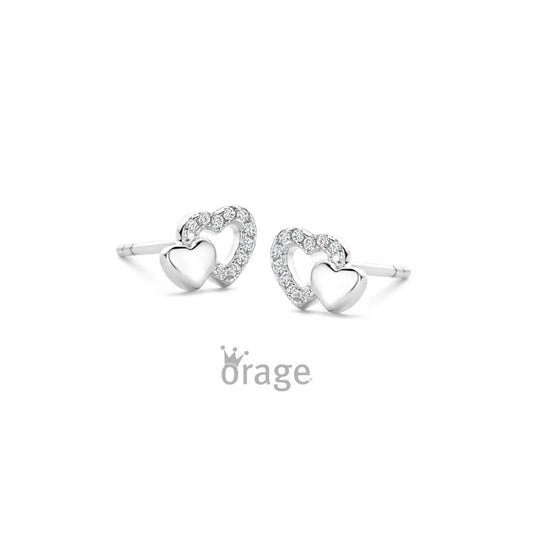 Orage kids oorbellen dubbel hartje O/6720/A