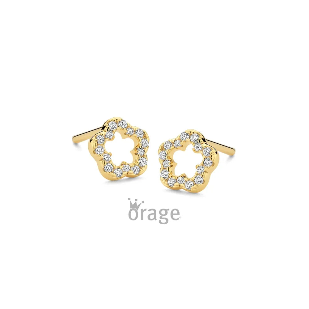 Orage kids oorbellen open bloem geelgoud verguld O/6724