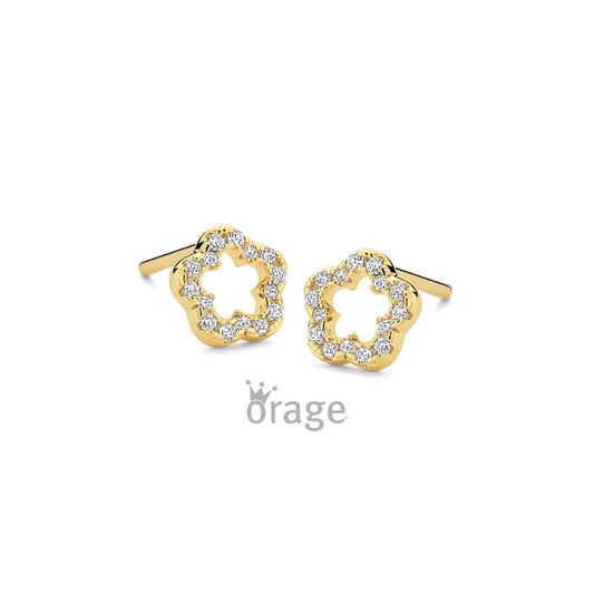 Orage kids oorbellen open bloem geelgoud verguld O/6724