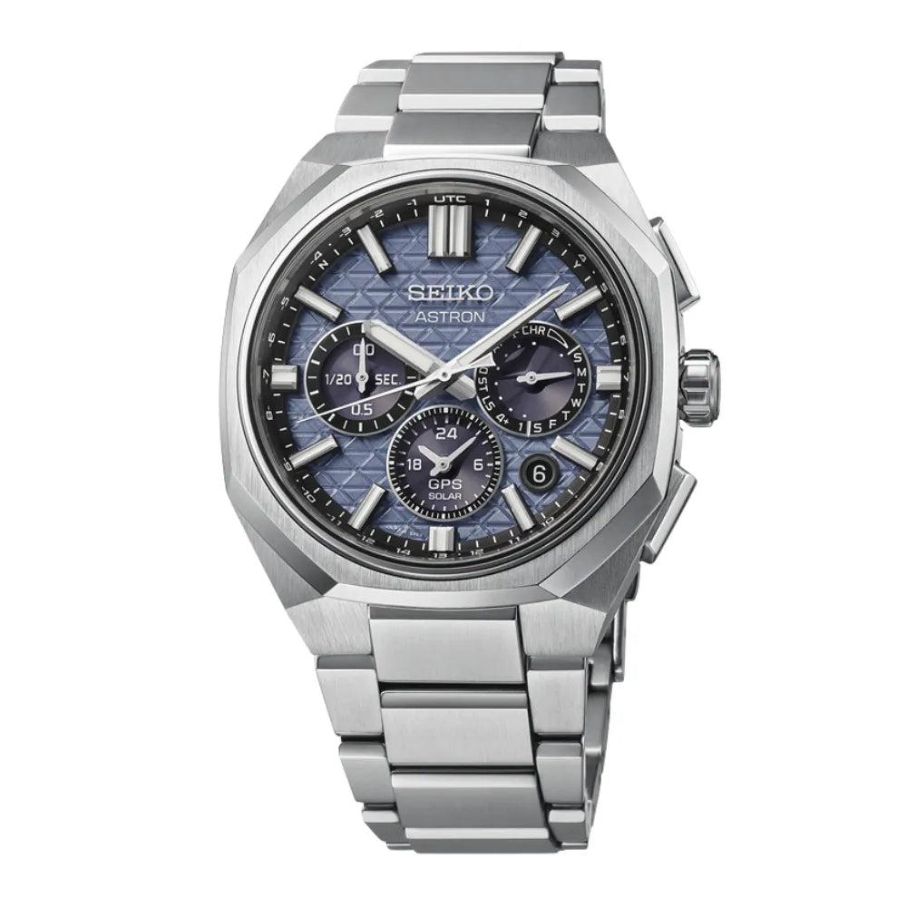Seiko Astron HAB001J1 titanium herenhorloge GPS solar chrono blauw