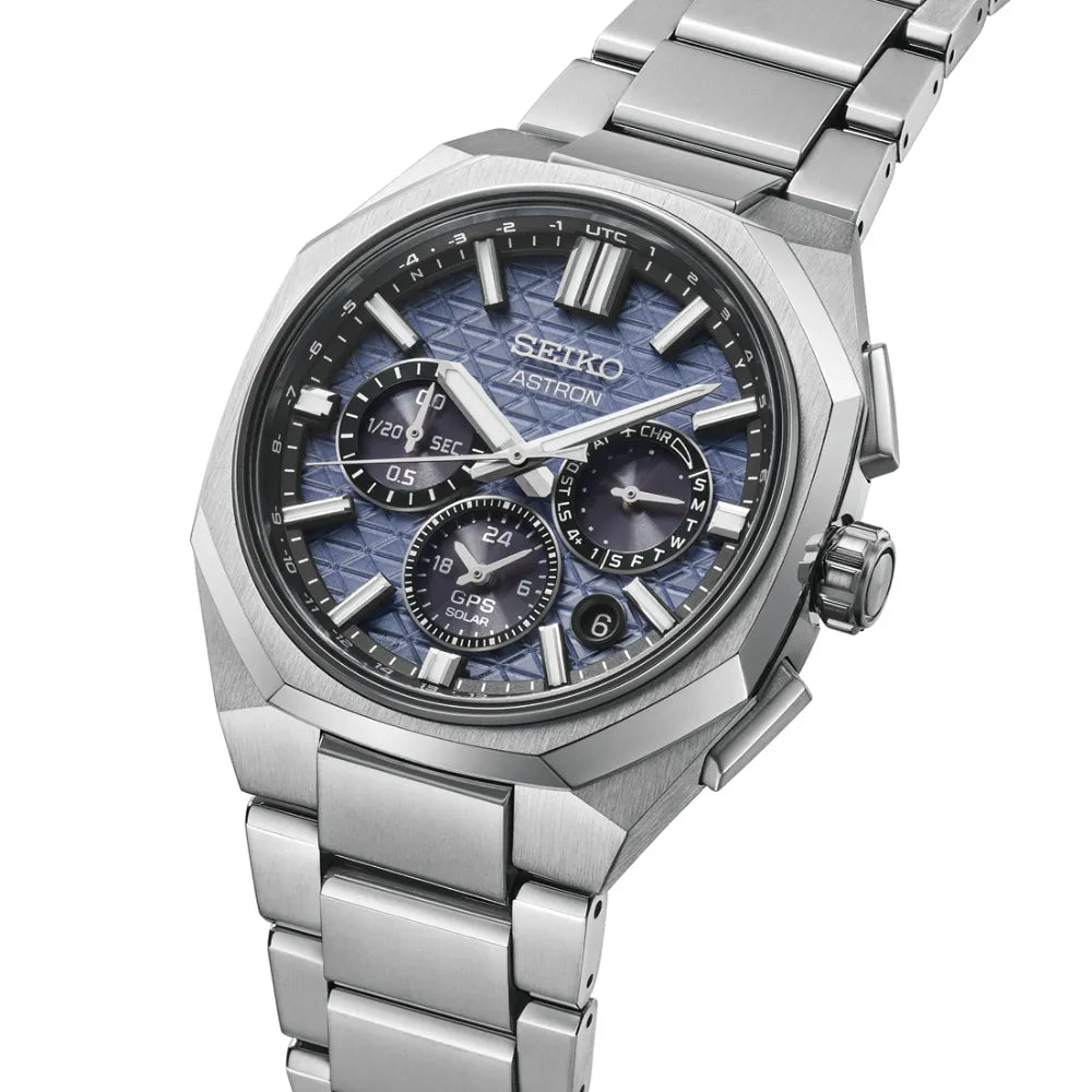 Seiko Astron HAB001J1 titanium herenhorloge GPS solar chrono blauw
