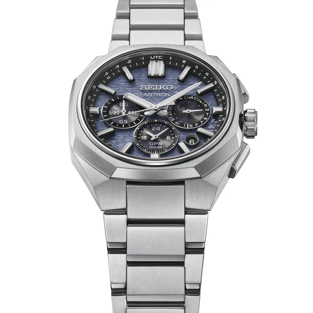 Seiko Astron HAB001J1 titanium herenhorloge GPS solar chrono blauw