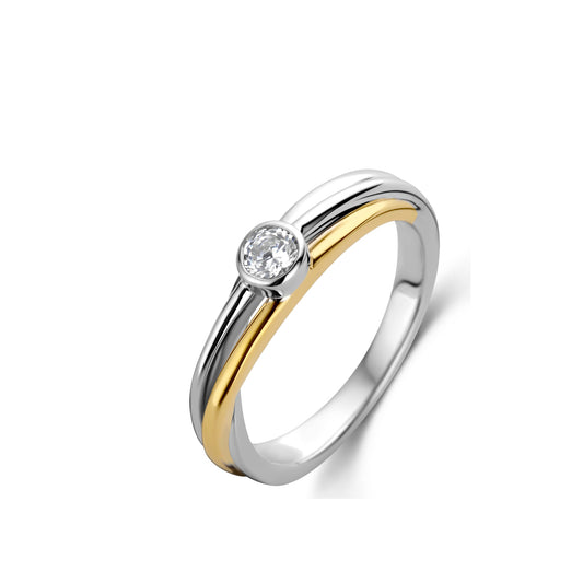 Naiomy Silver zilveren Bicolor ring met zirconia N2Y57