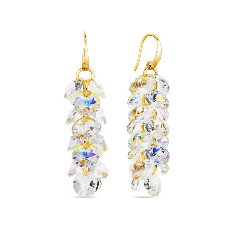 Boucles d'oreilles Spark en argent plaqué or 18 carats avec cristaux Swarovski KWDG6428CAB 