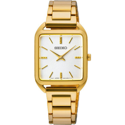 Seiko horloge dames SWR078P1 square gold white dial