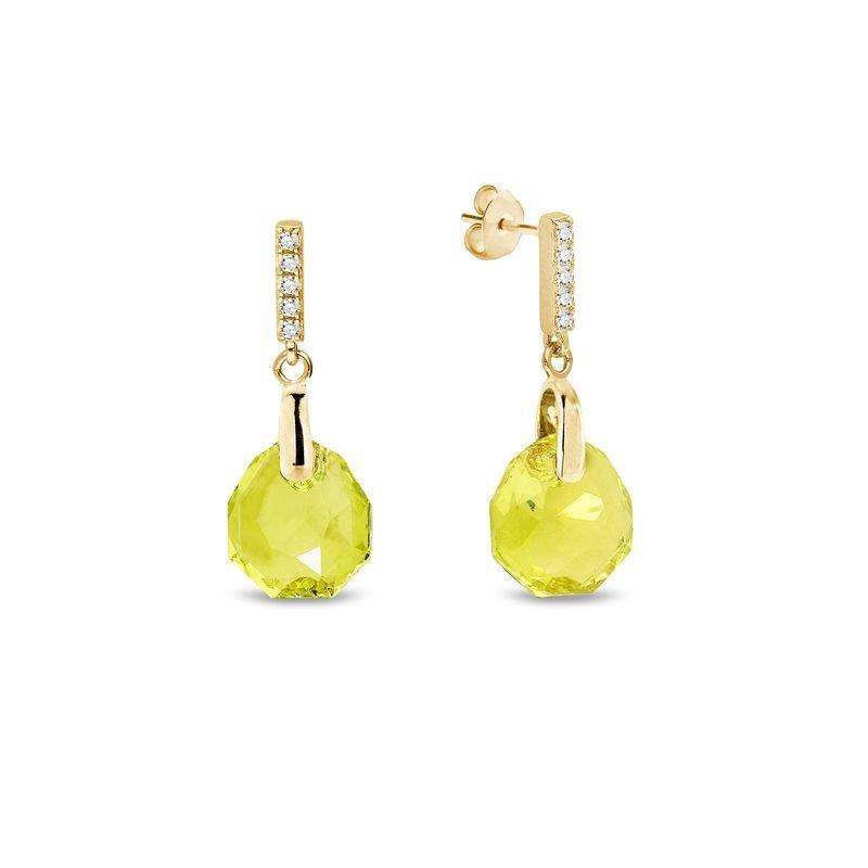 Boucles d'oreilles pendantes Spark en argent plaqué or 18 carats avec pierre colorée KCG643611CG 