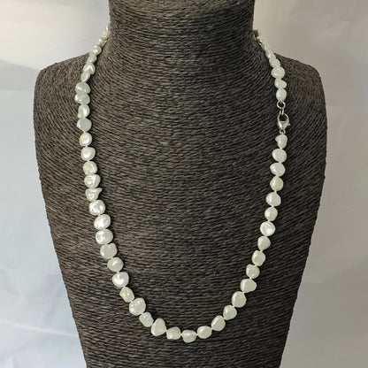 Parelketting 65cm baroque 9mm zoetwaterparels zilveren slot ZCEV133