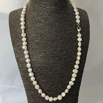 Parelketting 73cm 10mm zoetwaterparel zilveren slot 