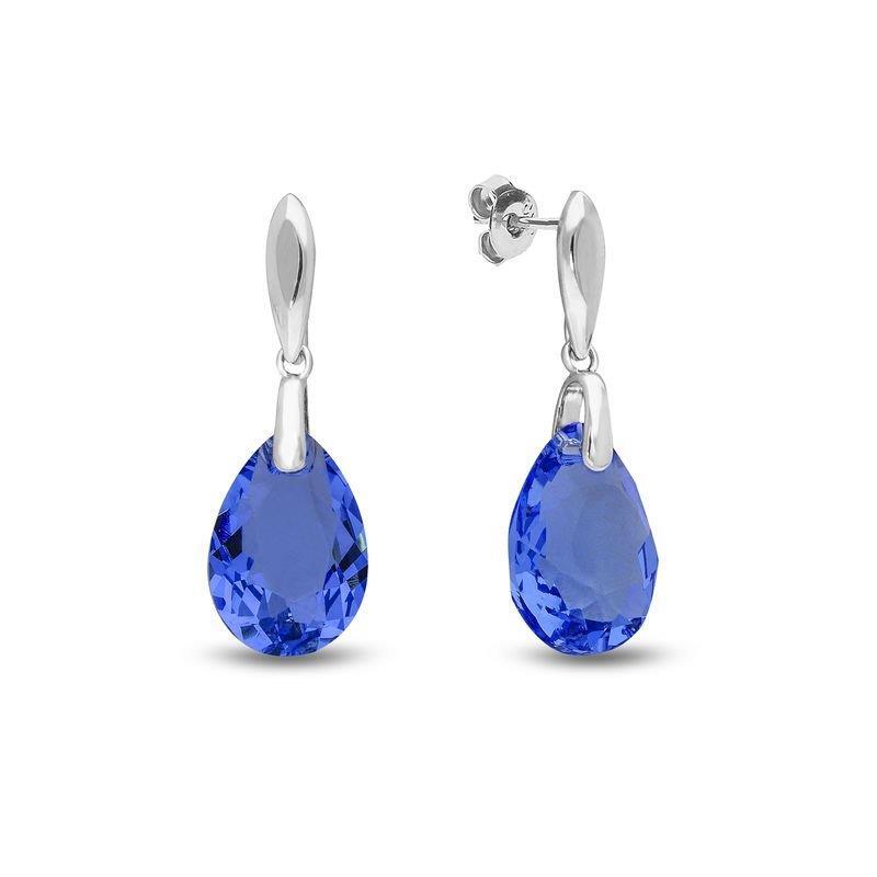 Spark zilveren Blauwe Swarovski kristallen Hangoorbellen KS643316SA