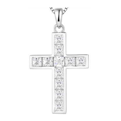 My imenso ODM zilveren stevig kruis zirconia hanger 70181101