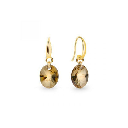 Spark 18kt vergulde Zilveren Hangoorbellen met Swarovski kristal KWG602812GS