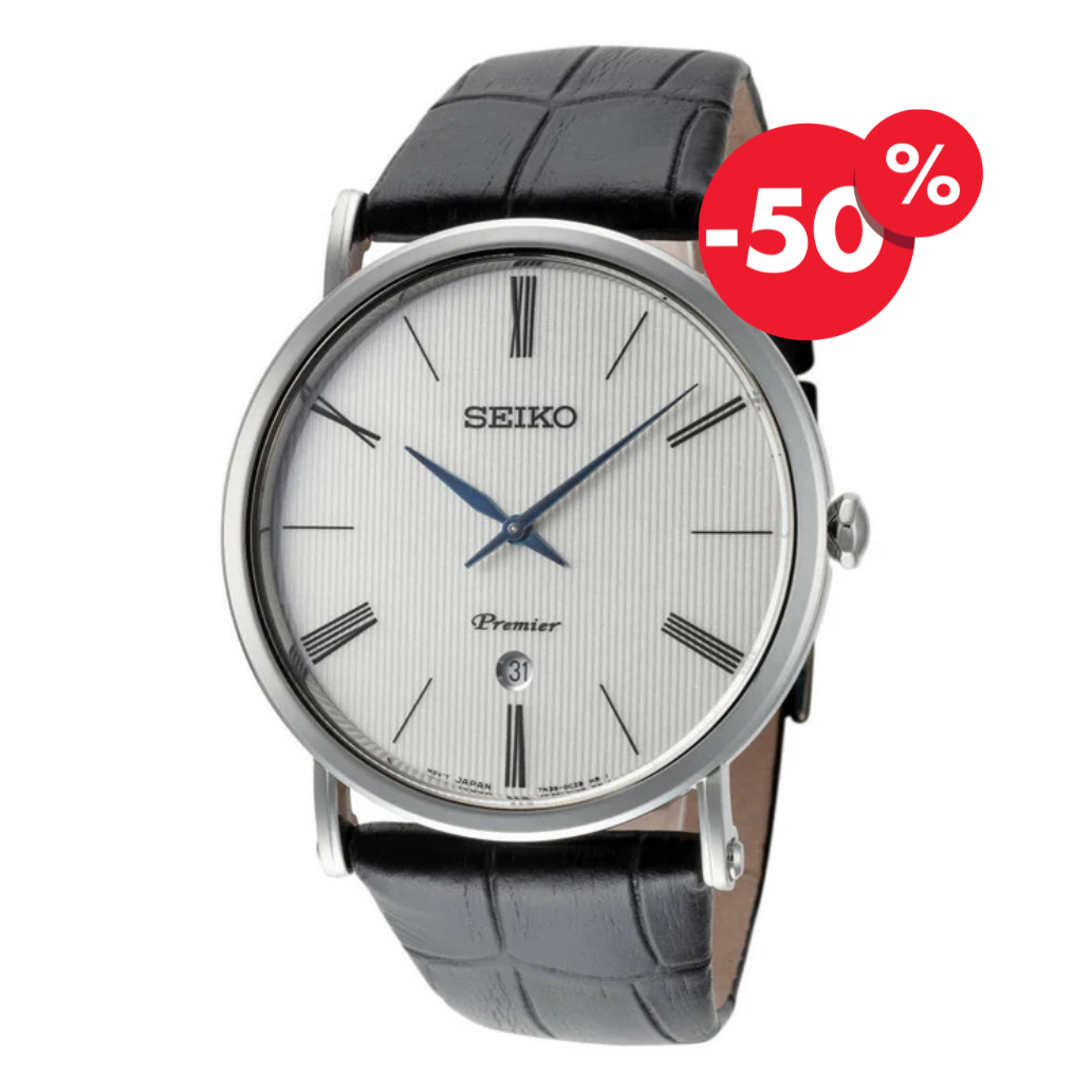 Seiko horloge SKP395P1 Premier quartz wit