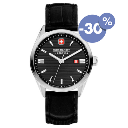 Montre militaire suisse Hanowa pour homme SMWGB2200104, montre habillée noire