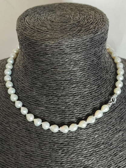 Parelketting 44cm 8mm zoetwaterparel zilveren slot 00946488