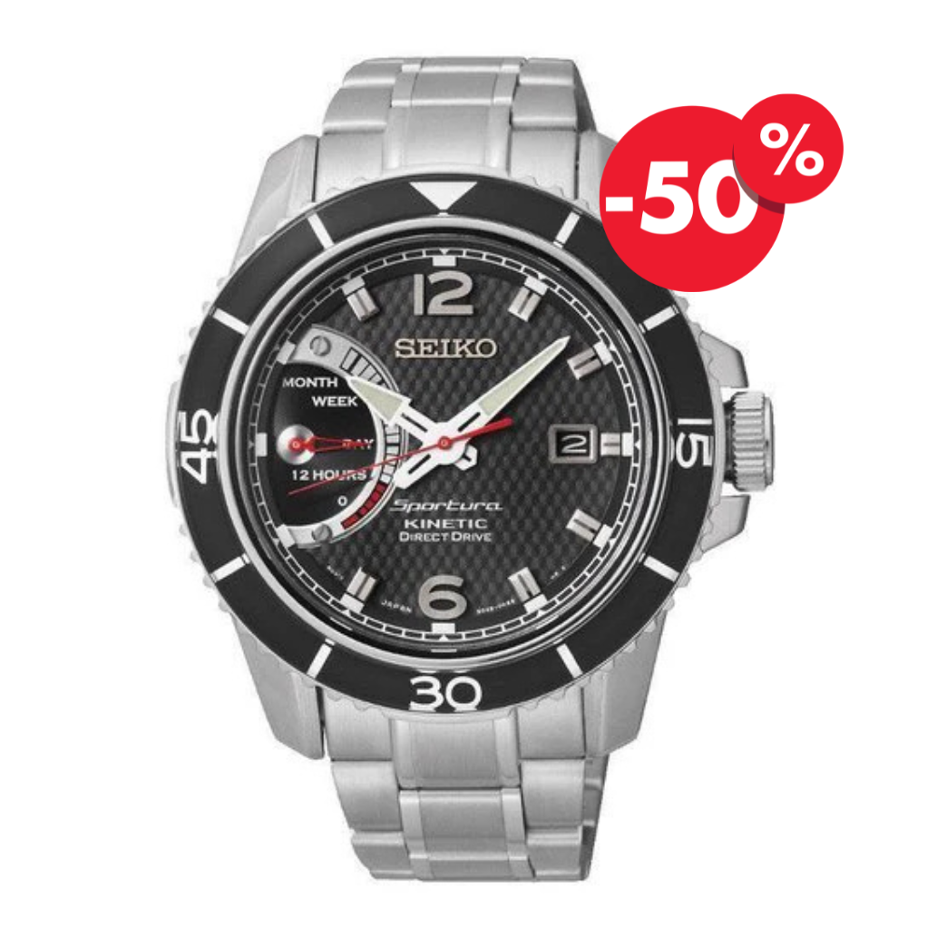 Seiko herenhorloge SRG019P1 kinetic black dial