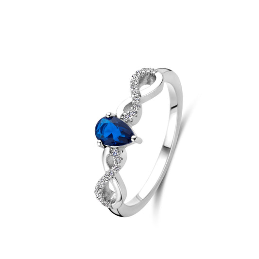 Naiomy Silver zilveren ring met Blauwe steen N4Q55