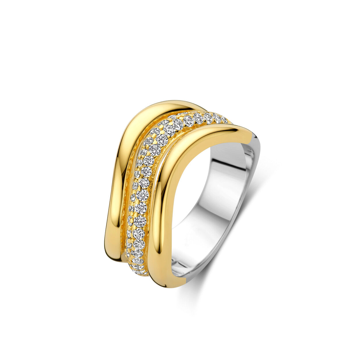 Naiomy Silver zilveren Bicolor ring met zirconia steen N4P51