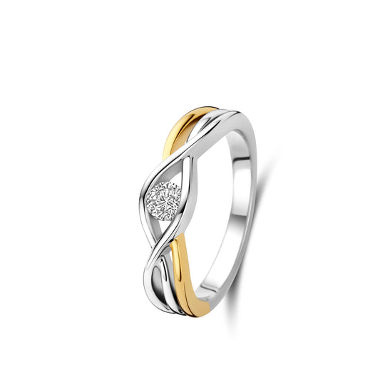 Naiomy Silver zilveren Bicolor ring met zirconia steen N4U57