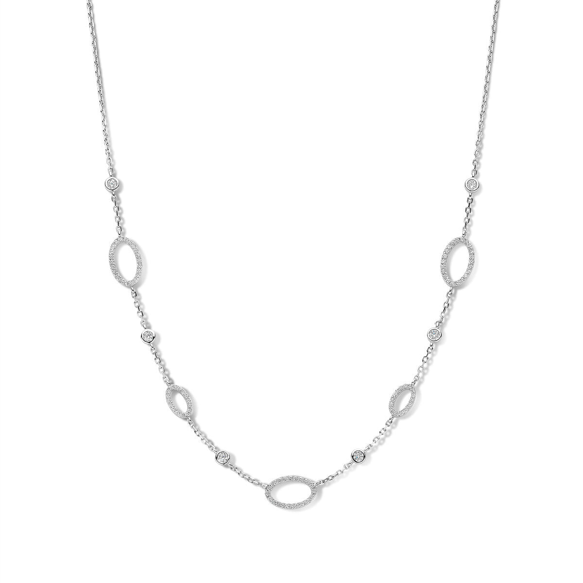 Naiomy silver zilveren ketting met ovale tussenstukken N4S60