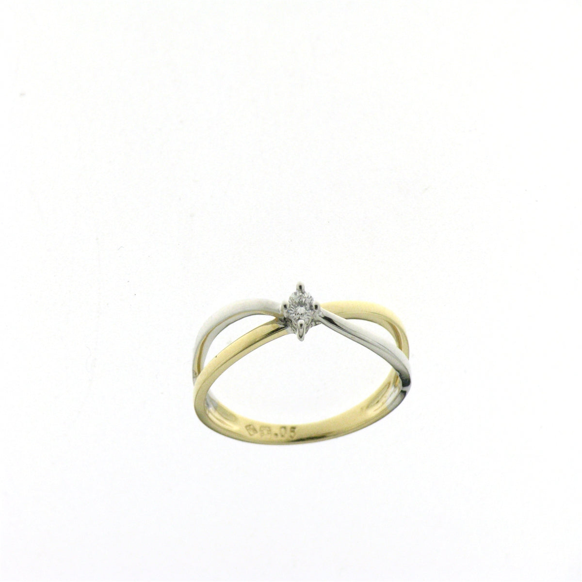 18KT geel en wit  gouden ring met briljant 060261/A