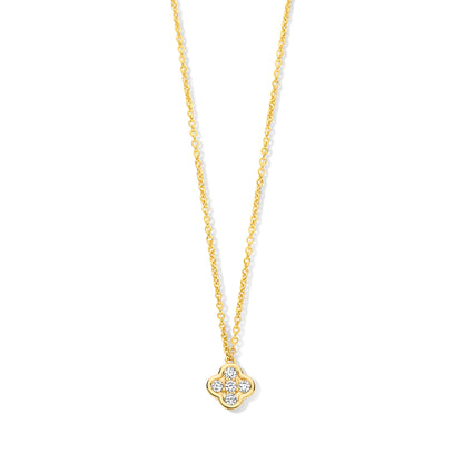 18Kt geel gouden ketting  met tussenstuk met briljant  067070A