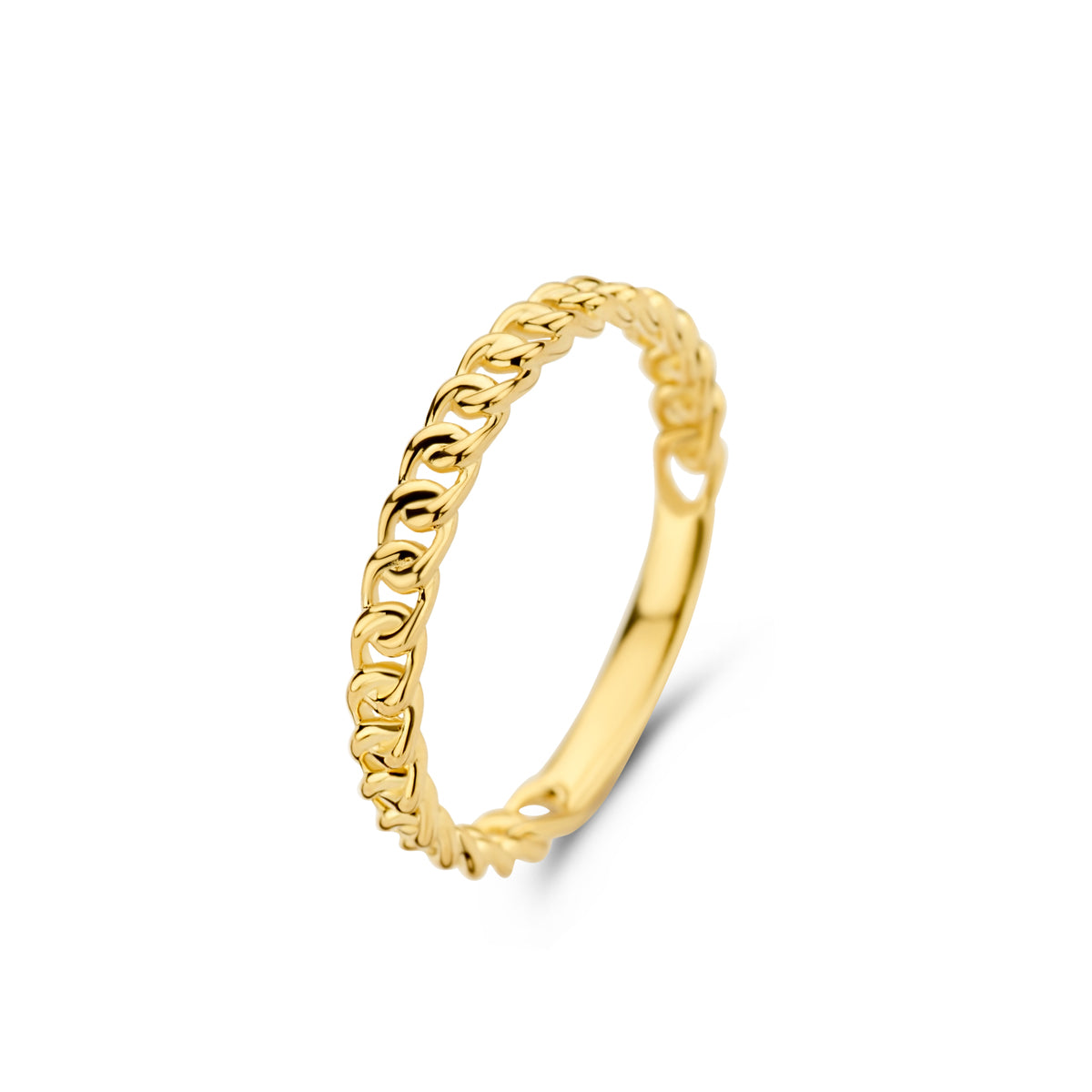 18kt geel gouden ring met kettingpatroon 064123