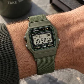 Casio horloge F-91WF-3AEF Nylon kaki green