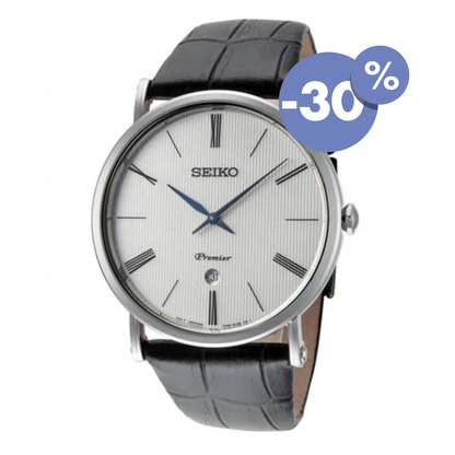 Seiko horloge heren Premier SKP395P1 quartz white dial