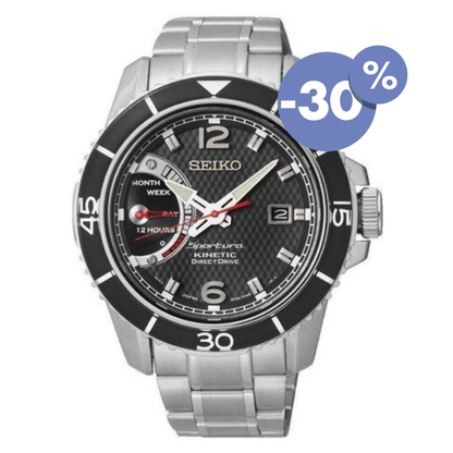 Seiko horloge heren SRG019P1 kinetic black dial