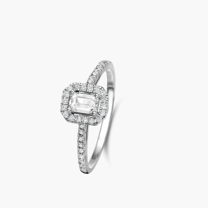Solitaire Ring Halo Beyond witgoud