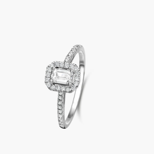 Solitaire Ring Halo Beyond witgoud