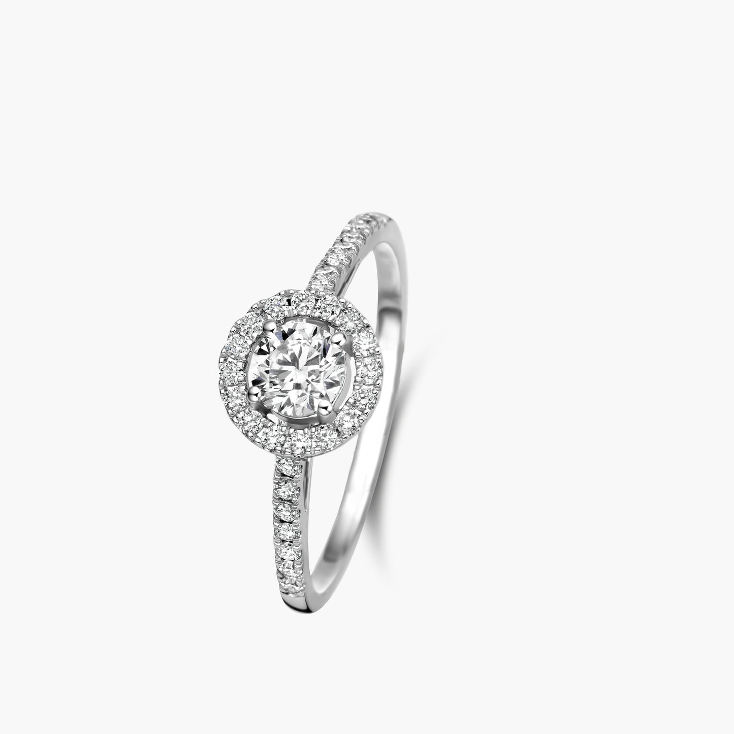 Solitaire Ring Halo Beyond witgoud
