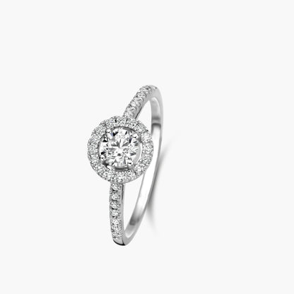 Solitaire Ring Halo Beyond witgoud
