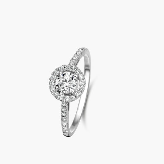 Solitaire Ring Halo Beyond witgoud
