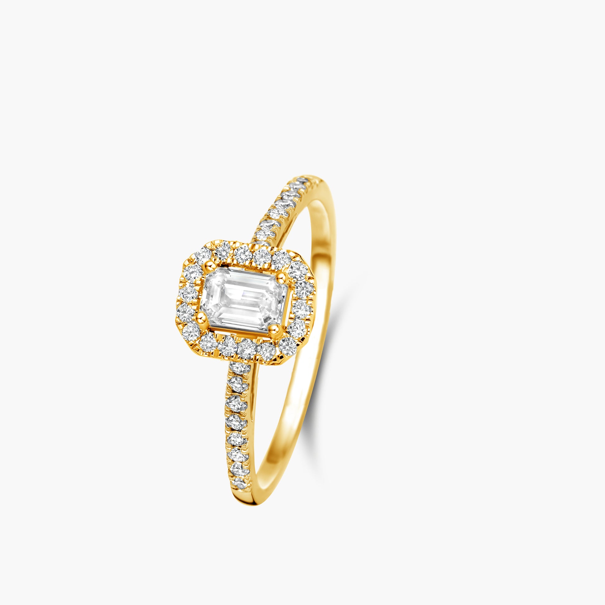 Solitaire Ring Halo Beyond geelgoud
