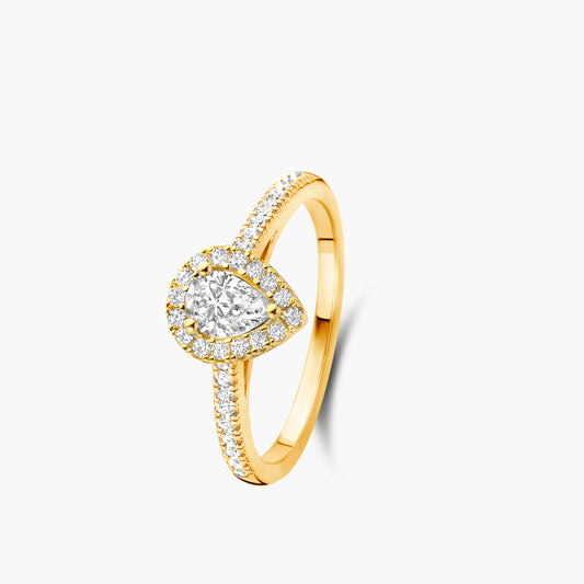 Solitaire Ring Halo Beyond geelgoud