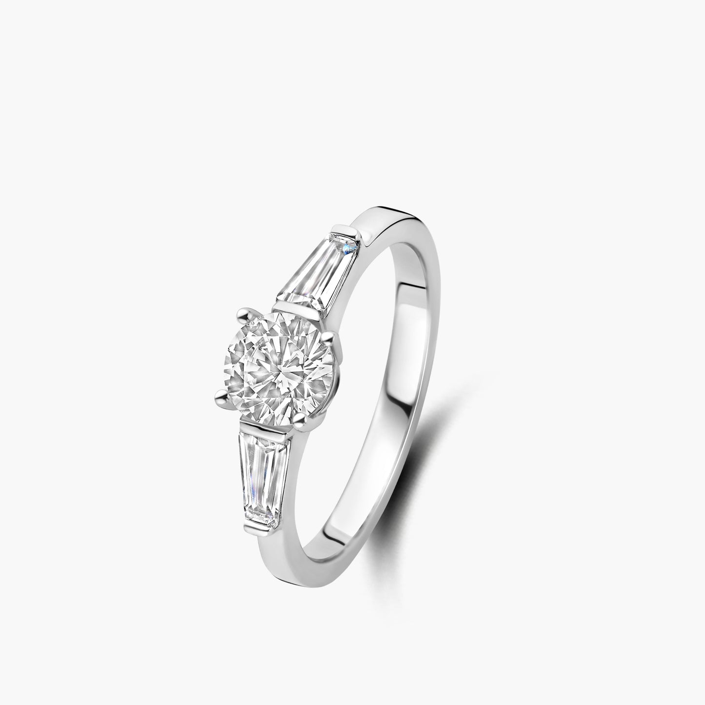 Trilogie Ring Art Deco wit goud