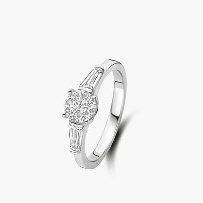 Trilogie Ring Art Deco wit goud