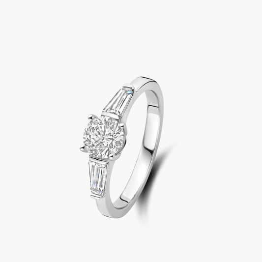 Trilogie Ring Art Deco wit goud