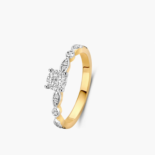 Solitaire Ring Romantic geelgoud