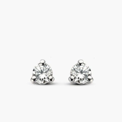 Earrings Solitaire Three wit goud