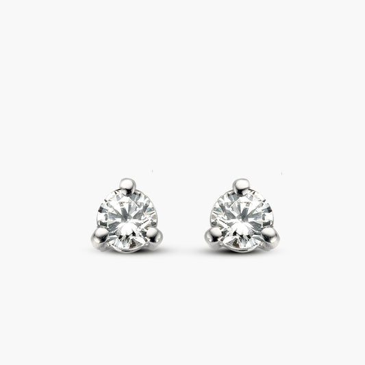 Earrings Solitaire Three wit goud