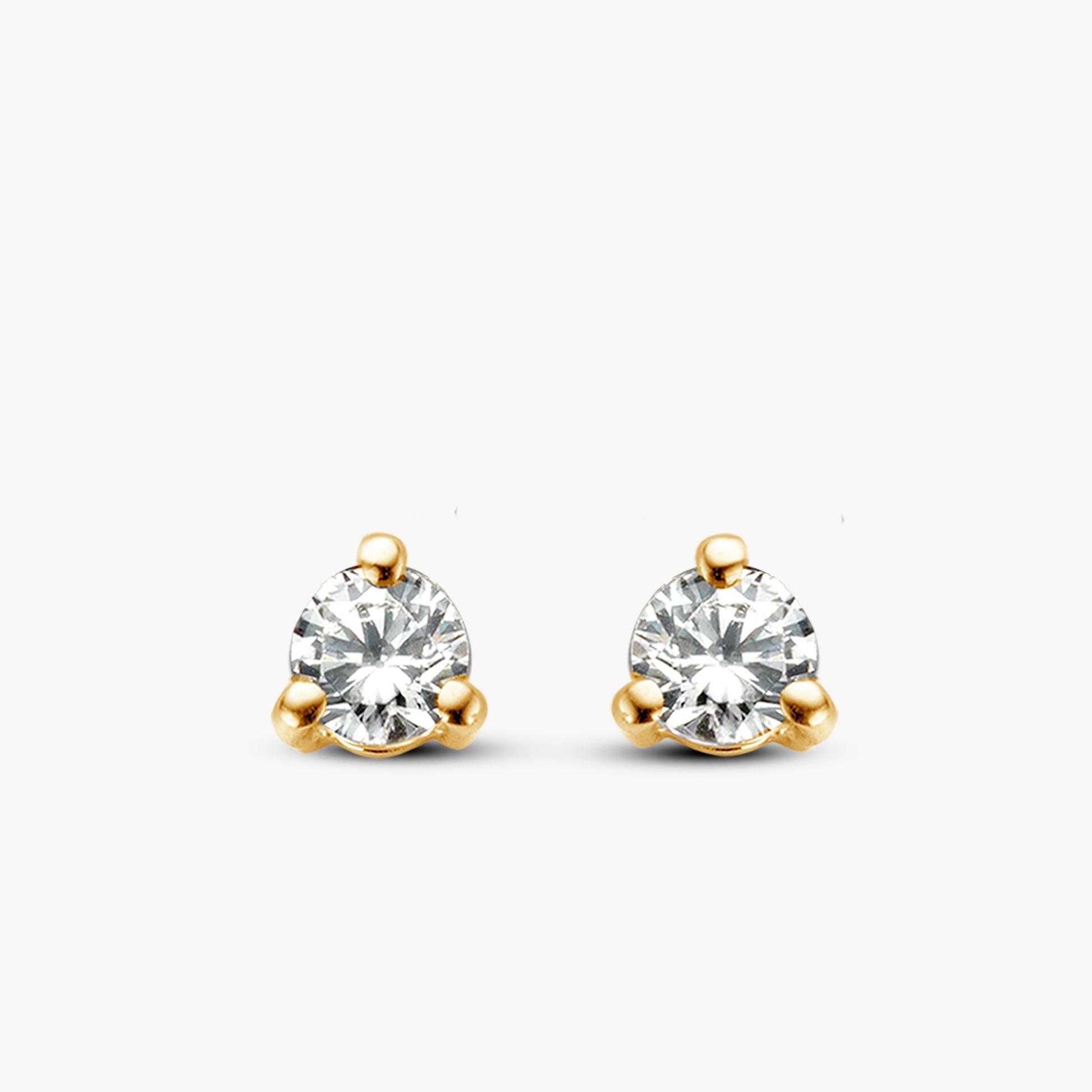 Earrings Solitaire Three geelgoud
